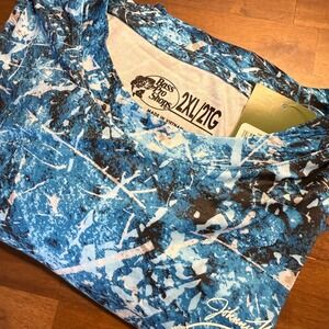 Bass Pro Shops Johnny Morris Mens 2XL Long Sleeve Performance T-Shirt Blue‎ Camo